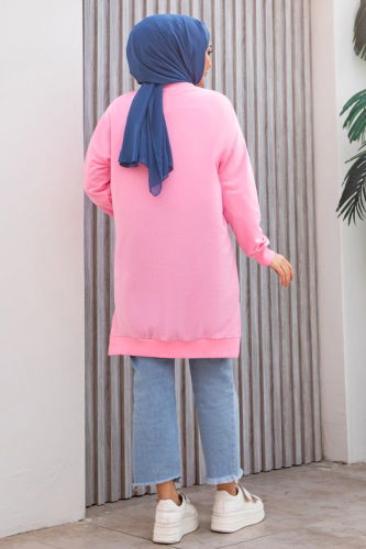 moda selvim Arma Detaylı Tunik 20455ETT926 Pembe - Thumbnail