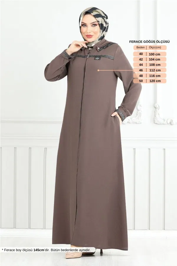 Modaselvim SEPETTE NET %20+%20 İNDİRİM Armalı Detay Ferace 1013ESL1097-M Koyu Vizyon