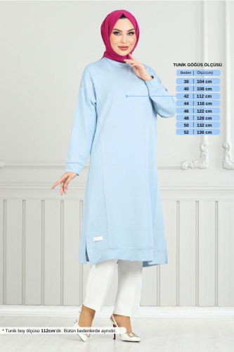 MRV A.Y.D. - Armalı Tesettür Tunik 2697AYD969-M Bebe Mavisi