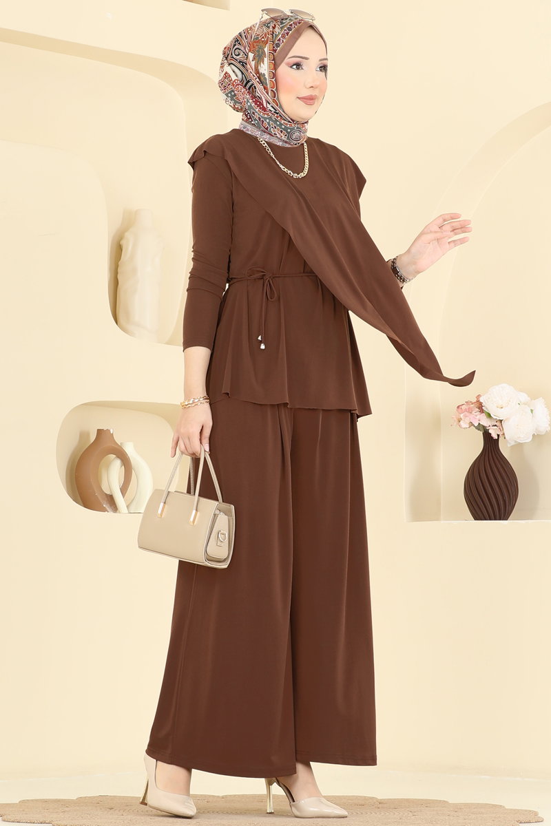 Asimetrik Kemerli Sandy 2 li Takım 4101MEY846 Kahve