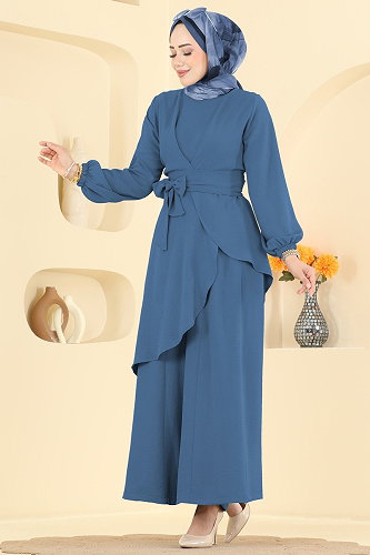 moda selvim Asimetrik Kesim 2 li Takım 6768MP806 İndigo - Thumbnail