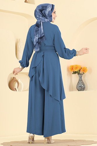 moda selvim Asimetrik Kesim 2 li Takım 6768MP806 İndigo - Thumbnail