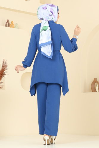 moda selvim Asimetrik Kesim Aerobin Takım 426DVL817 İndigo - Thumbnail