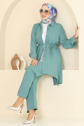 moda selvim Asimetrik Kesim Aerobin Takım 426DVL817 Mint - Thumbnail