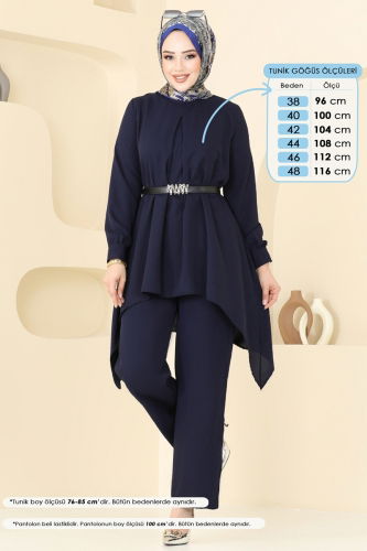 moda selvim Asimetrik Kesim Dubai İpeği Takım 353ASN888 Laci - Thumbnail
