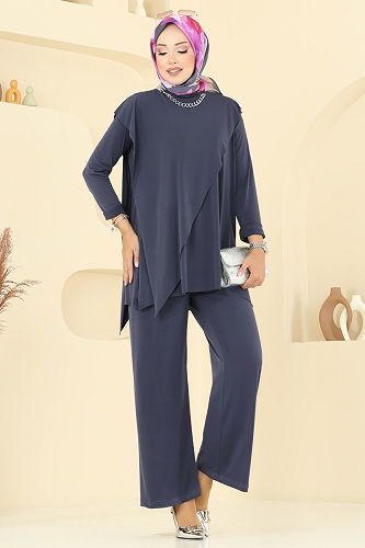 moda selvim Asimetrik Kesim Sandy Takım 6026UZ662 Antrasit - Thumbnail