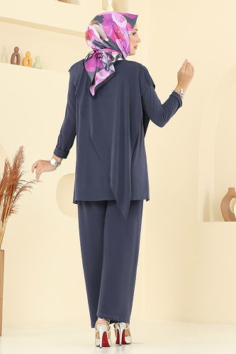 moda selvim Asimetrik Kesim Sandy Takım 6026UZ662 Antrasit - Thumbnail