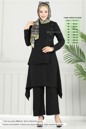 MRV H.B.S. - Asimetrik Kesim Tesettür Takım 3119HBS932-M Siyah