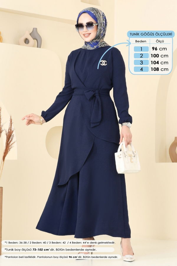 Modaselvim Kombin Asimetrik Kesim Tesettür Takım 4743ZNK1009 Laci