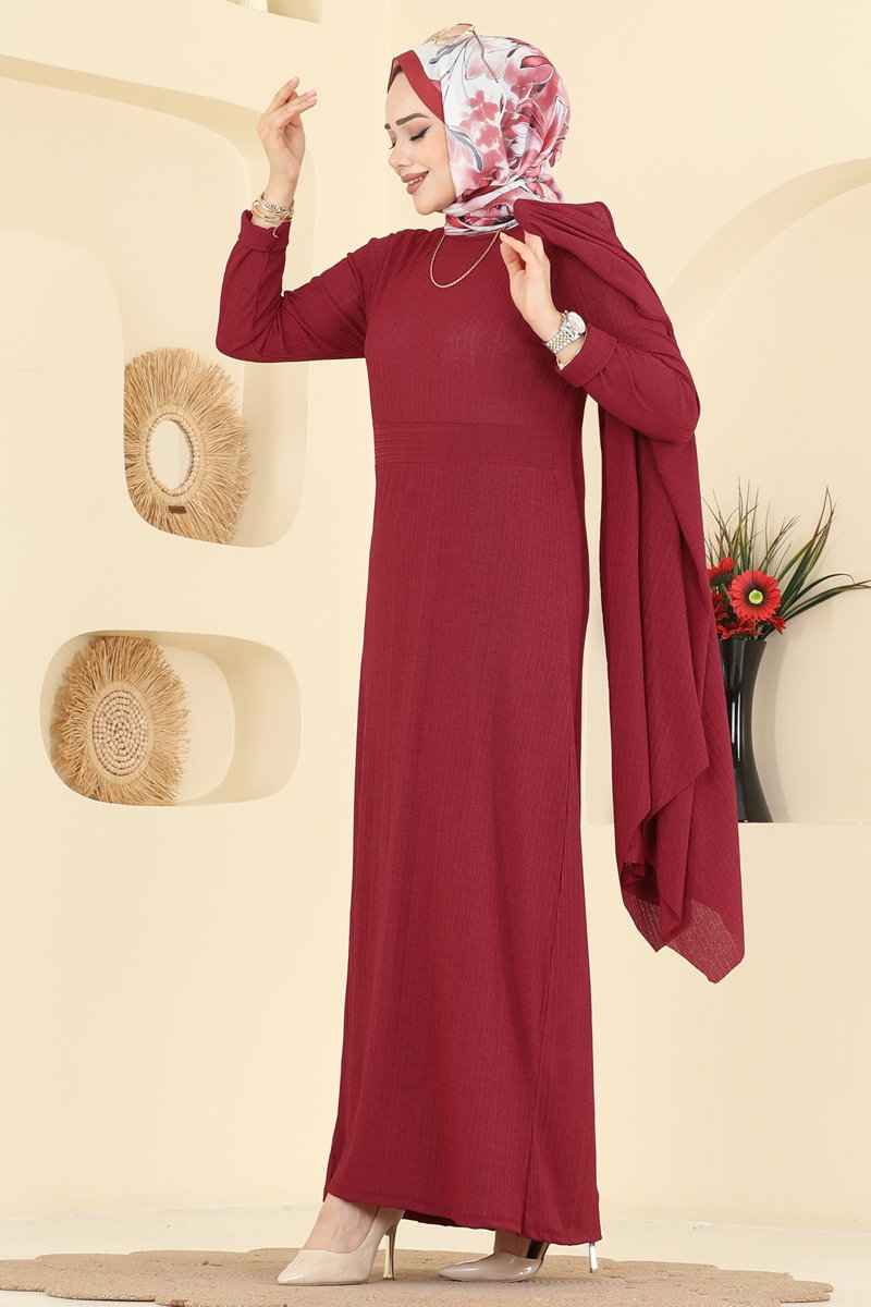 Asimetrik Yelekli Örme Takım 6527ZNN863 Bordo