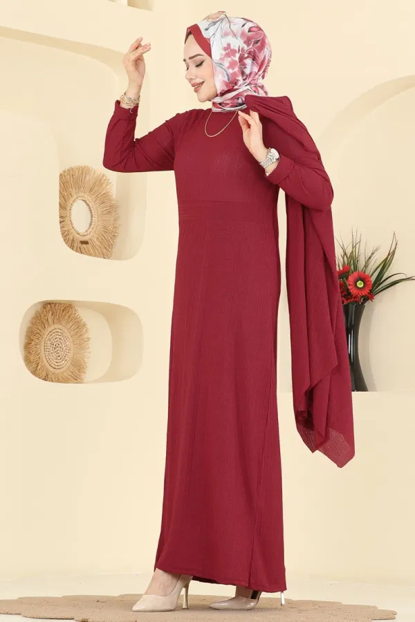 Modaselvim Kombin Asimetrik Yelekli Örme Takım 6527ZNN863 Bordo