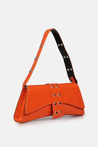 moda selvim Asimetrik Zımbalı Baget Çanta 006STG610 Oranj - Thumbnail