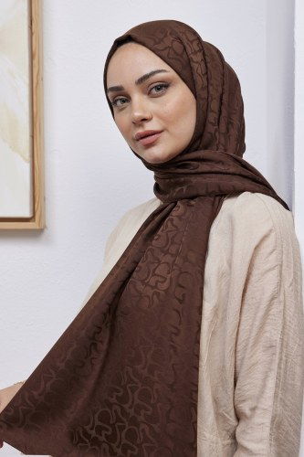 M.S.C. - Aura Desen Jakar Şal 300MSC814 Acı Kahve