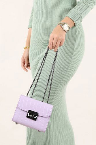 moda selvim 1019TNC822 أرجواني وفضي حقيبة - Thumbnail