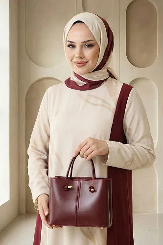 moda selvim Bag 111MERK1193 Burgundy - Thumbnail