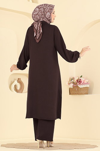 moda selvim Bağcık Detay Belmando 2 li Takım 0355BG354 Kahve - Thumbnail