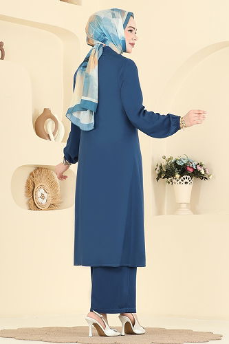 moda selvim Bağcık Detay Belmando 2 li Takım 0355BG354 Koyu İndigo - Thumbnail