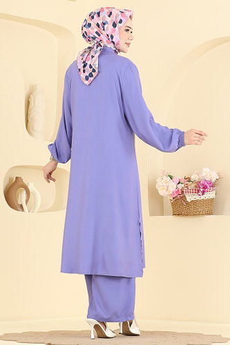 moda selvim Bağcık Detay Belmando 2 li Takım 0355BG354 Lila - Thumbnail