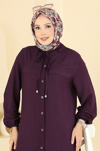 moda selvim Bağcık Detay Belmando 2 li Takım 0355BG354 Mürdüm - Thumbnail