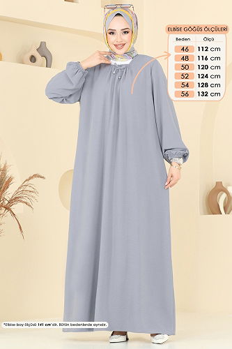 moda selvim Bağcık Detaylı Aerobin Elbise 011MR1078 Gri - Thumbnail