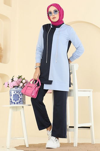 moda selvim Bağcık Taş Detaylı Takım 2750SL432 Laci - Thumbnail