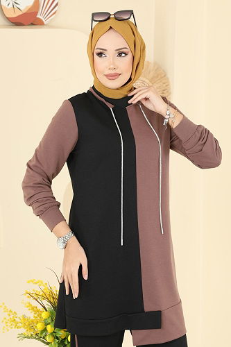 moda selvim Bağcık Taş Detaylı Takım 2750SL432 Siyah - Thumbnail