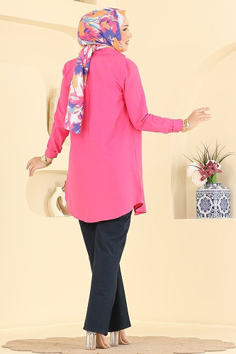 moda selvim Bağcıklı Beli Lastikli Pantolon 1006MT581 Laci - Thumbnail