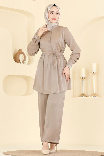 moda selvim Bağcıklı Parlak Bürümcük Takım 0352ERK1158 Vizyon - Thumbnail