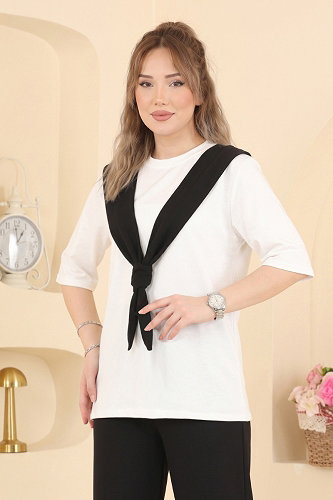 moda selvim Bağlama Detaylı 2 li Takım 2806AYD574 Siyah - Thumbnail