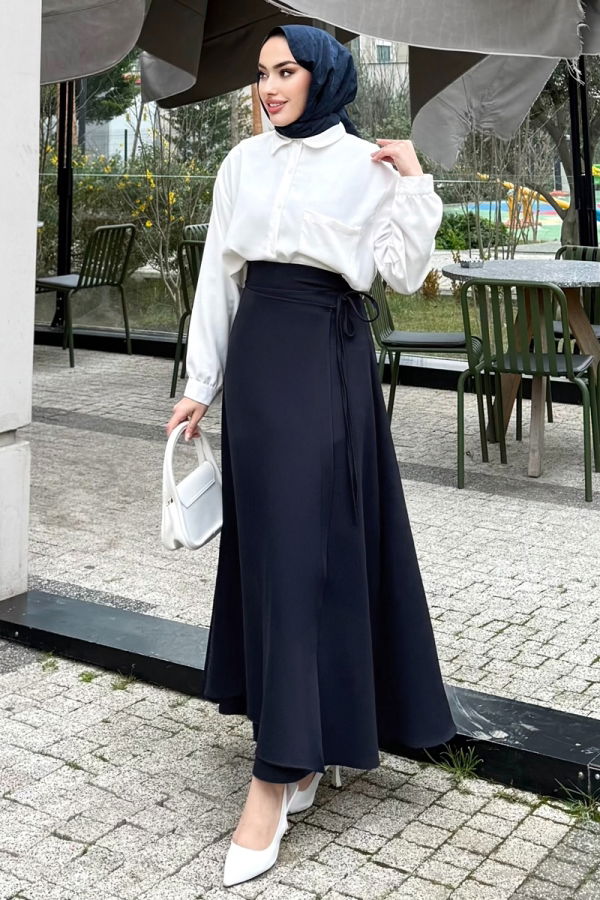 Modaselvim Etek Bağlama Detaylı Krep Etek 4697ALGK1170 Laci