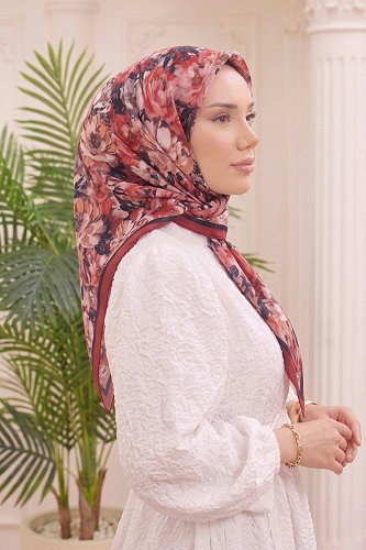 moda selvim Bahar Soft Eşarp 520ERBK1201 Bordo - Thumbnail