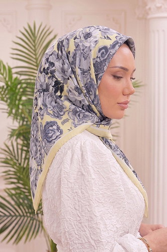 moda selvim Bahar Soft Eşarp 520ERBK1201 Sarı - Thumbnail