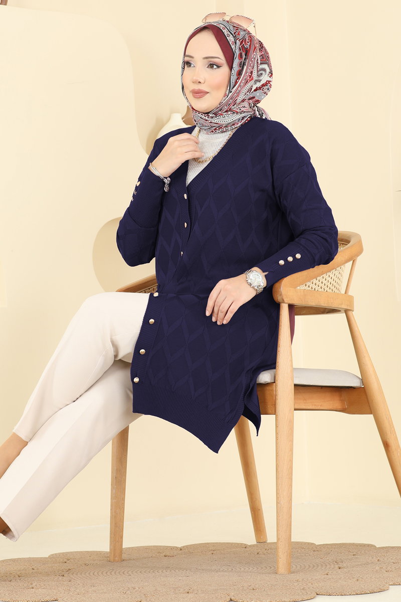 Baklava Desen Merserize Hırka 3290UZ662 Laci - Moda Selvim
