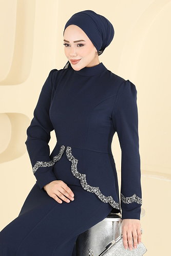 moda selvim Balık Etek Tesettür Abiye ASM2863 Laci - Thumbnail