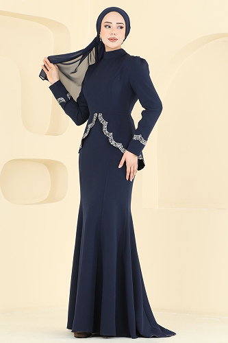 moda selvim Balık Etek Tesettür Abiye ASM2863 Laci - Thumbnail