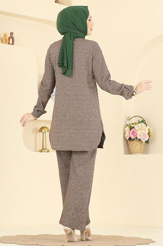 moda selvim Balıksırtı Düğmeli 2 li Takım 24095UKBK1160 Vizyon - Thumbnail