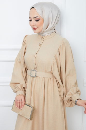 moda selvim Balloon Sleeve Hijab Dress EFS2320 Vision - Thumbnail