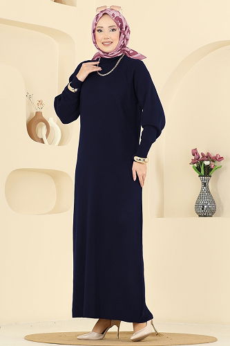 moda selvim Balon Kol Detaylı Elbise 2764AYD574 Laci - Thumbnail