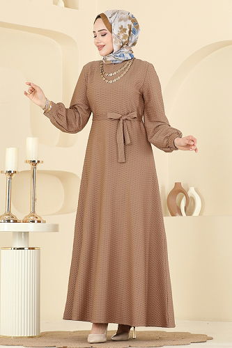 moda selvim Balon Kol Detaylı Elbise 5015ERK1158 Vizyon - Thumbnail