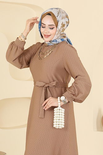 moda selvim Balon Kol Detaylı Elbise 5015ERK1158 Vizyon - Thumbnail