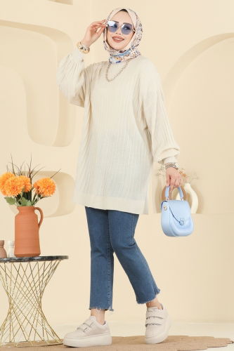 U.Z. - Balon Kol Triko Tunik 2199UZ662 Taş