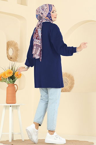 moda selvim Balon Kol Triko Tunik 2753AYD574 Açık Laci - Thumbnail