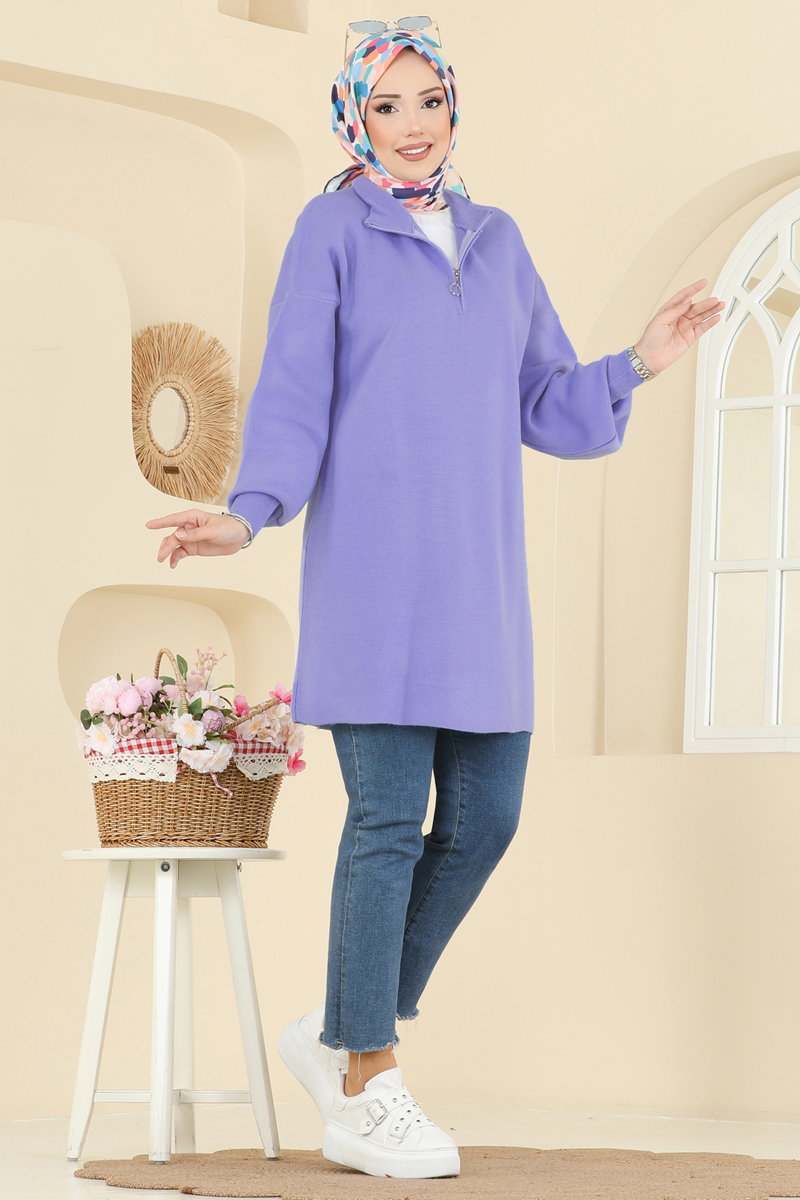 Balon Kol Triko Tunik 2753AYD574 Açık Lila