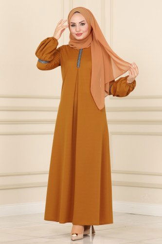 U.K.B. - Balon Kollu Mira Elbise 1543UKB139 Hardal