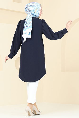 moda selvim Balon Kollu Tesettür Tunik 3039KTR750 Laci - Thumbnail