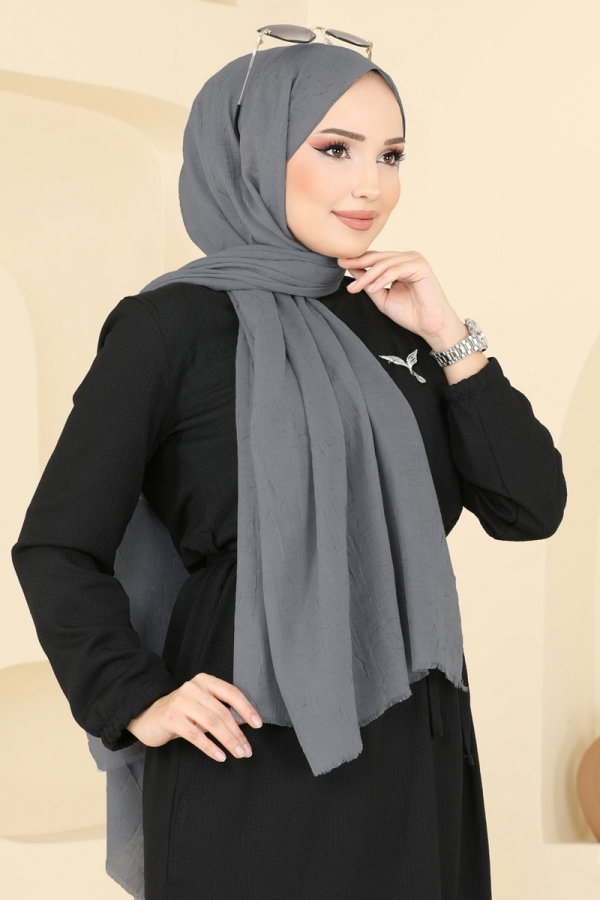 Modaselvim Şal Bambu Kraş Şal Serisi 500ERB1087 Gri