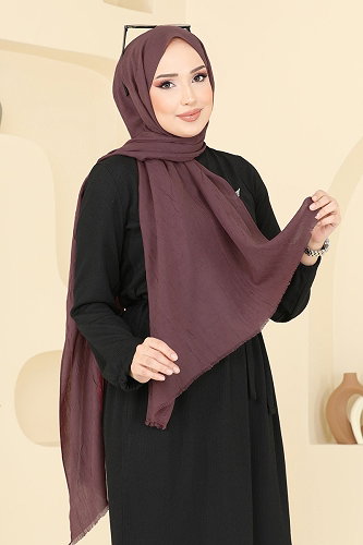 moda selvim Bambu Kraş Şal Serisi 500ERB1087 Koyu Gül Kurusu - Thumbnail
