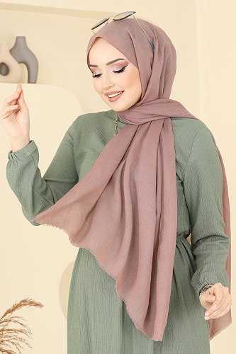 moda selvim Bambu Kraş Şal Serisi 500ERB1087 Pudra Vizyon - Thumbnail