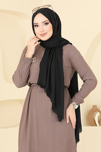 moda selvim Bambu Kraş Şal Serisi 500ERB1087 Siyah - Thumbnail