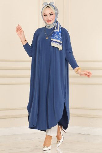 A.F. - Basic Sandy Tesettür Tunik 1735-1AF356 İndigo
